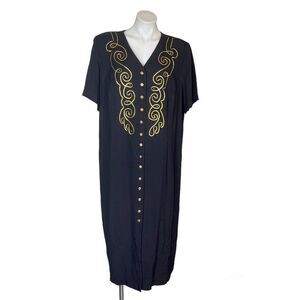 SL FASHIONS Vintage Black Dress Gold Embellished Plus Size 22W VINTAGE